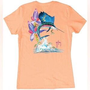Guy Harvey Sailfish Dash Women's Classic Crew Back-Print Front Signature sz XL